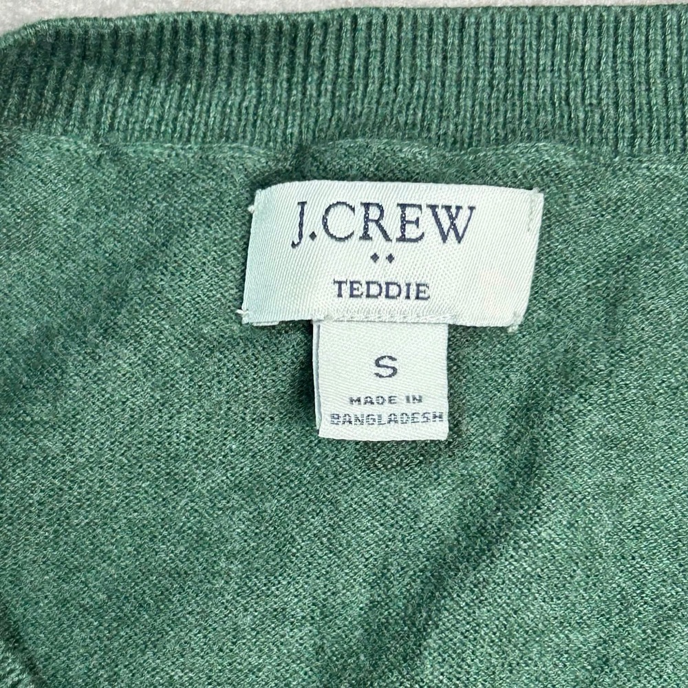 J.Crew Teddie Sweater Womens Small Green 100% Cotton Crew Neck Long Sleeve Knit - Picture 4 of 6